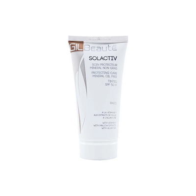 بهترین کرم ضد آفتاب و ضد لک خارجی برای پوست حساس و چرب : کرم ضد آفتاب رنگی ژیل بوته SPF 50 مدل Solactive